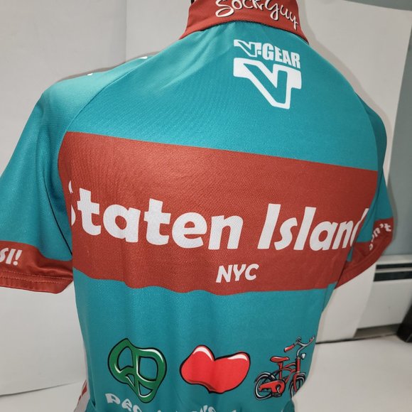 V-Gear Staten Island Cycling Jersey Peace, Love & Pedals Men's Aqua NEW Sizes - Picture 5 of 9